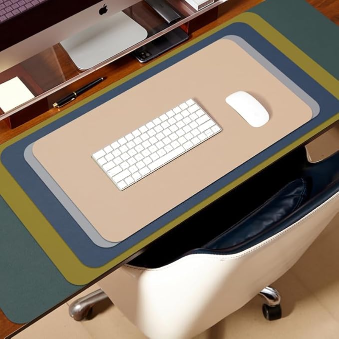 HOMIEAZICOZI Leather Desk Mat - Non-Slip PU Pad for Office and Home Organization Accessories Ideal Large Mouse Mats on Top of Desks (Light Blue,36''x 17'') (DPD-LB-L)