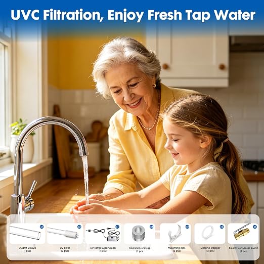 Whole House UV Water Filter System 80W 120V, 12GPM High Flow Whole Home Water Purifier with 1” MNPT Ports Equipped with Intelligent Water Flow Switch | UV water treatment system for city & well supply; Smart flow sensor enables fully auto-runs and exte...