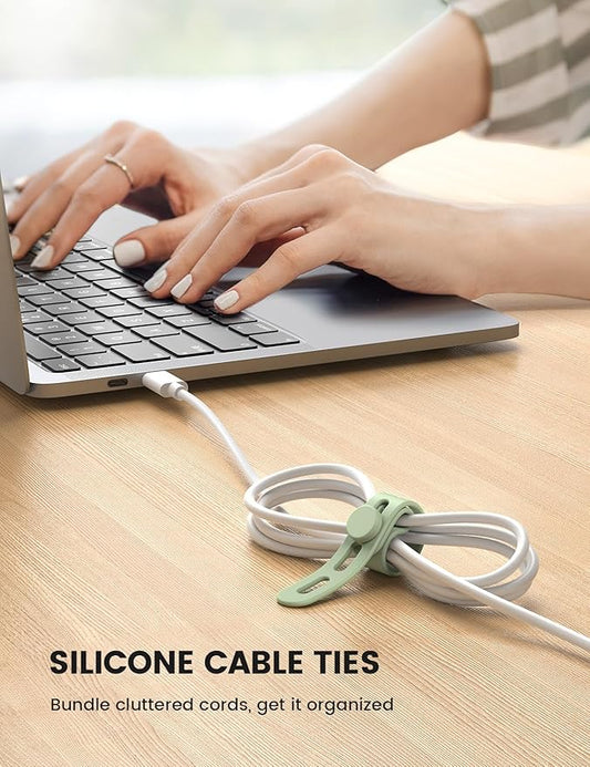 Lamicall 30Pack Silicone Cable Ties Cord Organizer, Multi Color Elastic Cable Management Wraps, Home Decor Organizer Ties Accessories for Phone Charger Electrical Cord, Chritsmas Travel Essentials