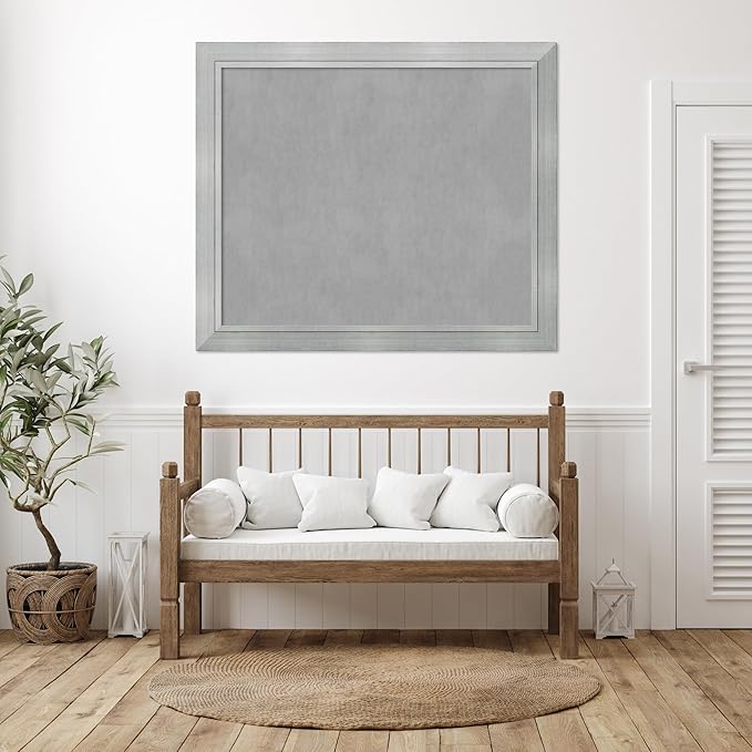 Amanti Art Silver Framed Magnetic Board 47x55 Oversize Vision Board for use with Magnets, 100% Metal Sheet to Display Items as Office Decor or for Home Organization in mudroom, Kitchen or Kids Room