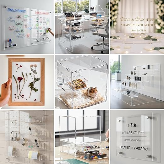 CALPALMY (2-Pack) 12x24 Inch Clear Acrylic Sheet - 1/4 Inch Thick Acrylic Plexiglass Panel for Laser Cutting, DIY Crafts, Signage, and Engraving Projects
