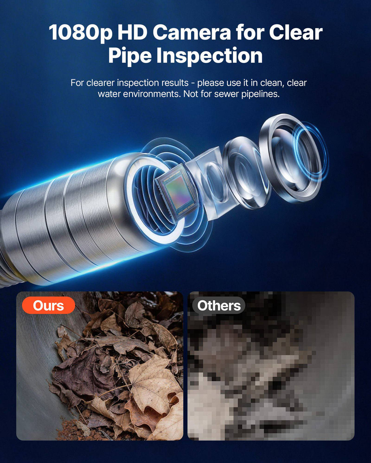 2026 Upgraded Sewer Camera with WiFi, 164ft/50m Drain Pipeline Camera, IP68 Snake Plumbing Cameras with Light - 12 LEDS, Wireless WiFi Connectivity to Phone/Tablet for Sewer Duct Pipe Inspection