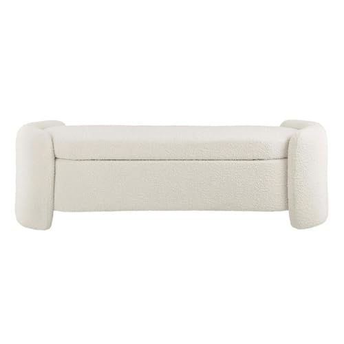 Nebula Boucle Upholstered Storage Bench in Ivory