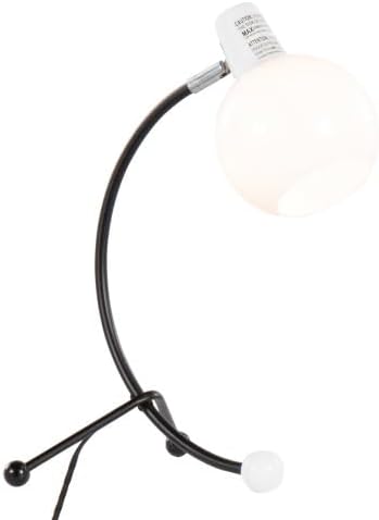 Desk Lamp with Brass Arc & Frosted Glass Globe, Adjustable for Office Dorm