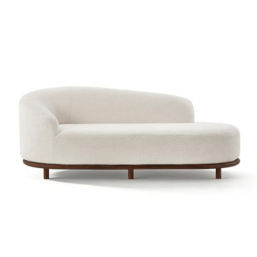 Boucle Oversized Chaise Lounge Left-Facing Sofa 83" (White)
