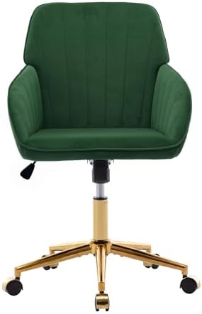 Home Office Desk Chair, Ergonomic Swivel Task Chair, Gold Metal Base
