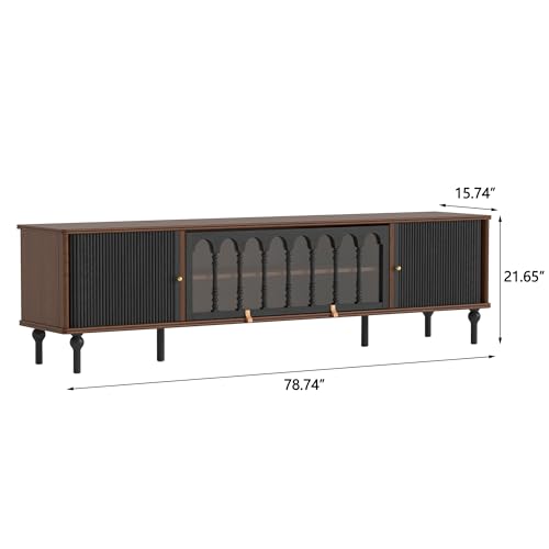 78" Mid Century Modern TV Stand, Solid Wood TV Console