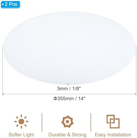 PATIKIL Lampshade Diffuser, 2 Pack 14" Diameter Round Diffuser for Drum Lampshades Pendants Light, DIY Light Shield, Frosted White