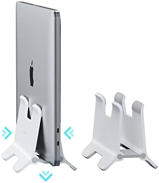 Hagibis Vertical Laptop Stand Desktop for Desk Gravity Locking Holder Dock Save Space Improves Airflow for MacBook Pro, Mac mini, Surface, HP, Dell, Chrome Book (White ABS)