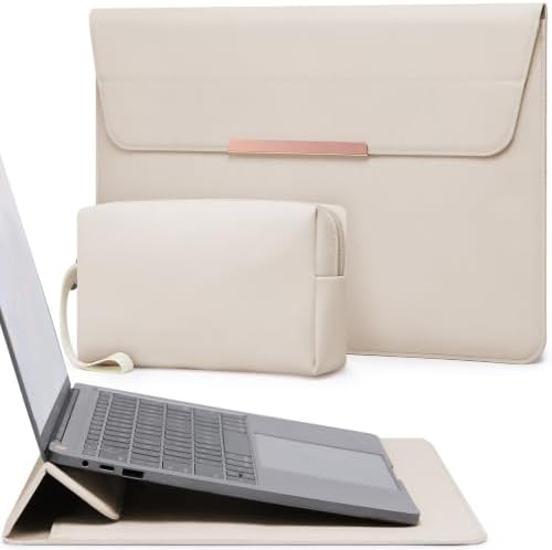 HYZUO 13 Inch Laptop Sleeve Case with Stand for MacBook Air, Beige