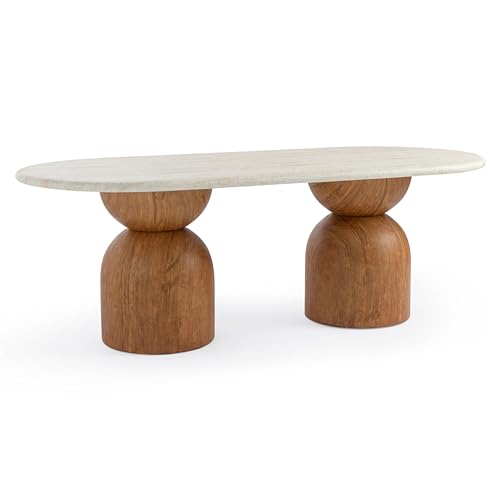 Long Dining Table in Brown,Travertine Ash Wood