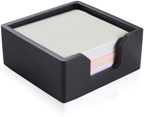 Concrete Sticky Note Holder for 3x3 Inch Post Note - Cement Self-Stick Note Memo Pad Holder, Post Notepad Dispenser Organizer, Modern Desk Accessory for Office & Home, Black