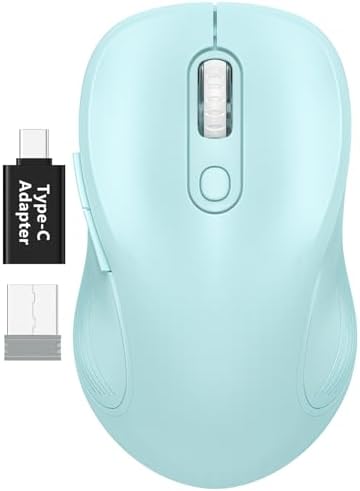 WisFox 2.4GHz Wireless Mouse for Laptop, Ergonomic 6-Button, Baby Blue
