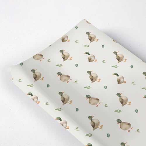 Cute Watercolor Ducks Birds Leaves Pattern Baby Changing Pad Cover, Unisex Mallard Ducks Nursery Diaper Changing Table Pad Mat Sheet for Boys Girls-16x32