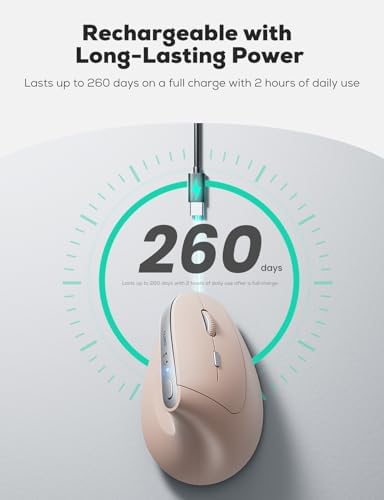 Nulea Ergonomic Vertical Wireless Mouse with Silent Click and Rechargeable