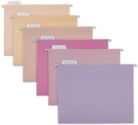 12 Pack Hanging Folder File Cabinet Organizer Letter Size 1/5 Cut Adjustable Label Decoration Home Office School Classroom, Macaron Color