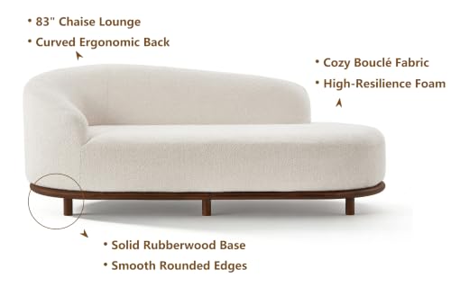 Boucle Oversized Chaise Lounge Left-Facing Sofa 83" (White)