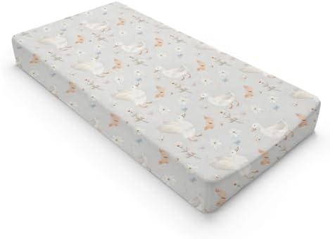 Cute Ducks Butterflies Flowers Floral Leaves Pattern Baby Changing Pad Cover, Unisex Duck Nursery Diaper Changing Table Pad Mat Sheet for Boys Girls-16x32