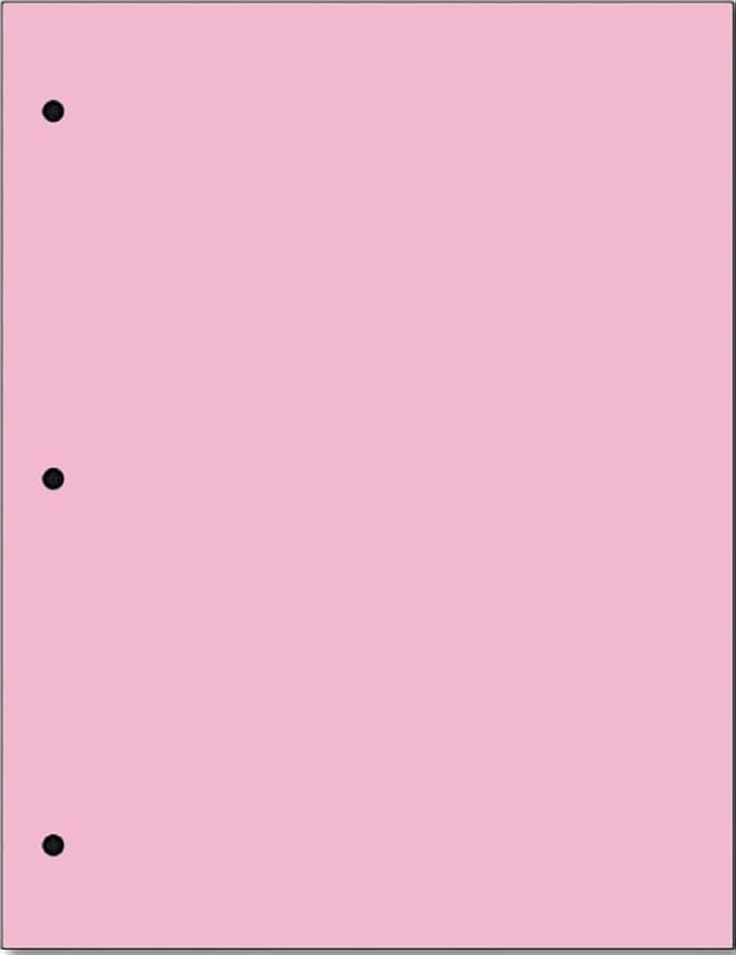 Copy And Printing Color Paper, 20 Lb. 3 Hole Punch 500 Sheets Per Ream. (Pink)