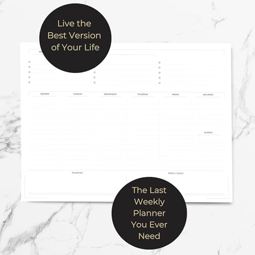 BLU MONACO Weekly Planner Notepad | Undated Planner Pad With 52 Tear-Off Sheets | Beautiful Weekly To Do List Notepad for Goals, Priorities and Task Tracking | 11” x 8.5” Desk Organizer Pad