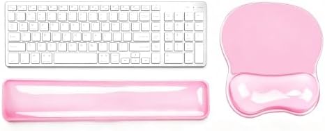 Mouse Pad with Wrist Rest, Soft Cloud Gel Keyboard Mouse Pad Set with Hand Wrist Support, Cute Non Slip Office Desk Accessories for Comfort/Pain Relief/Computer/Laptop (Pink B)
