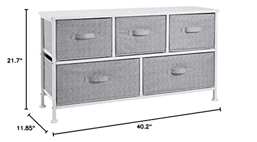 Extra Wide Fabric 5-Drawer Storage Organizer Unit for Bedroom Closet, White