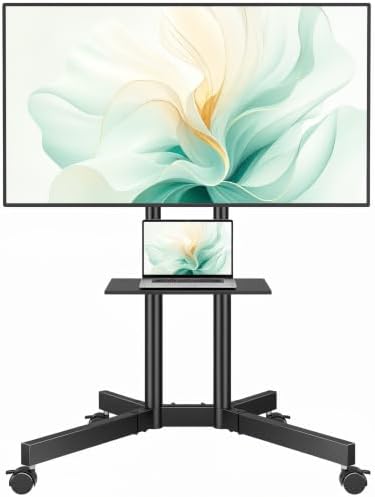 BONTEC Rolling TV Stand with Tilt, Mobile TV Cart for 32–85 Inch TVs, Black
