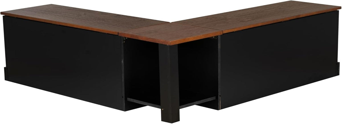 Harris Black and Walnut Backless Kitchen Dining Nook with Hidden Storage Bench Space