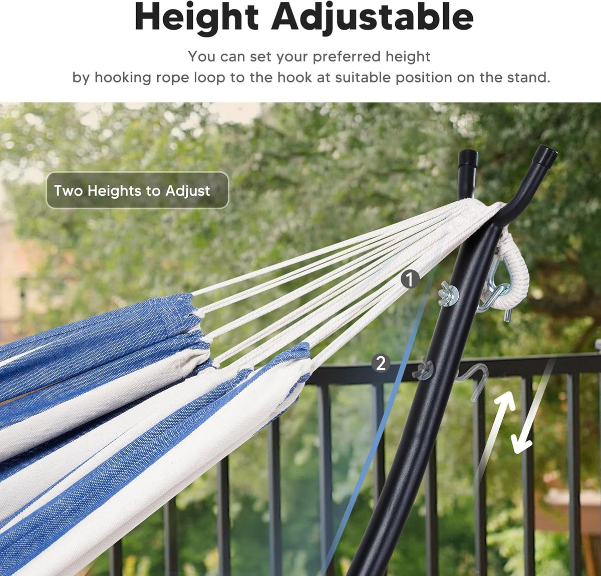 Backyard Hammock with Frame, Hammock Frames for Outside, 475 Lbs Capacity, Blue & White Stripes