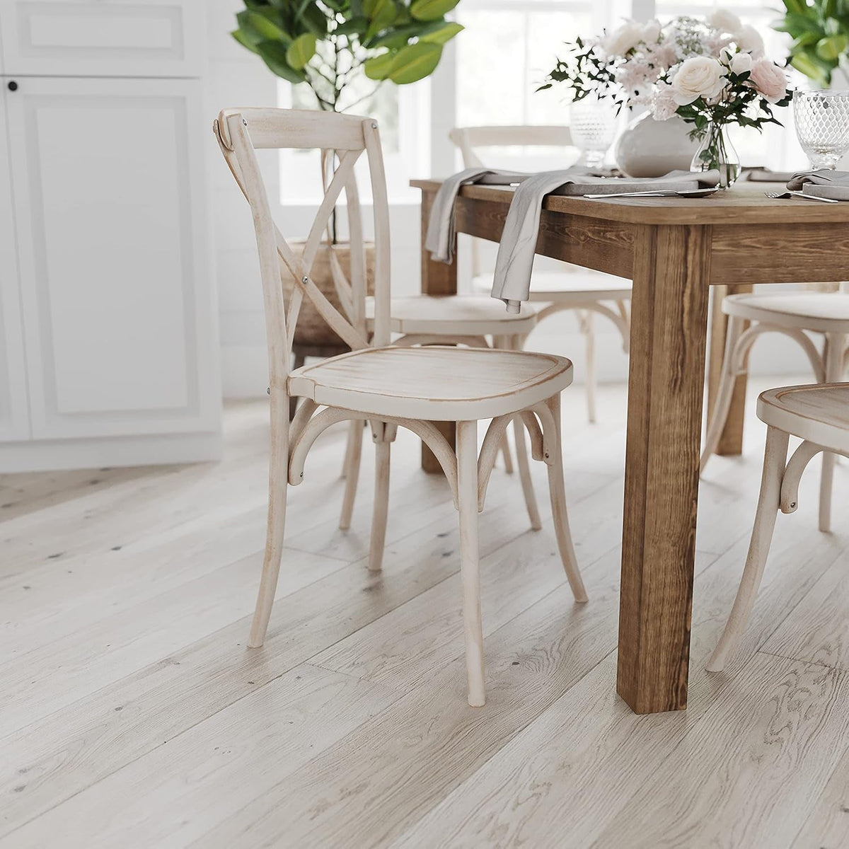 Jessamine 46" X 30" Rectangular Rustic Solid Pine Farm Dining Table, Antique Farmhouse Wooden Dining Table for Kitchens and Parties, Antique Rustic