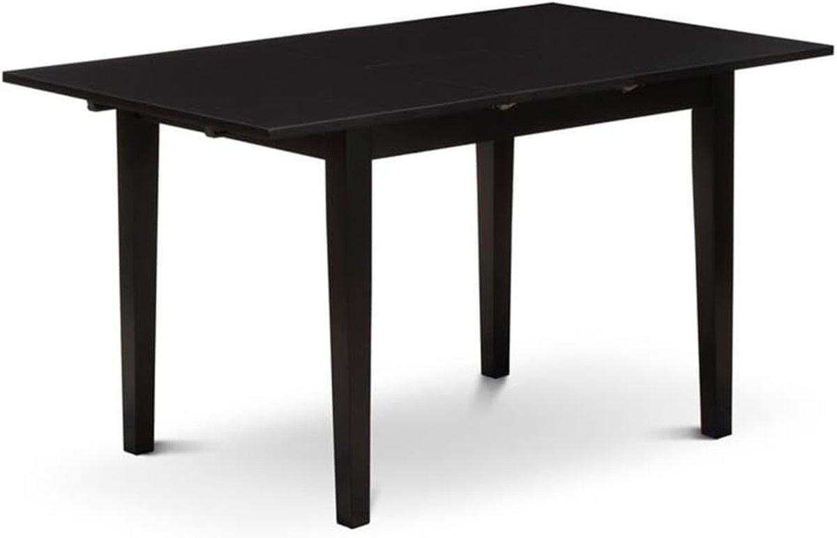 NFT-BLK-T Norfolk Kitchen Table - a Rectangle Dining Table Top with Butterfly Leaf, 32X54 Inch, Black