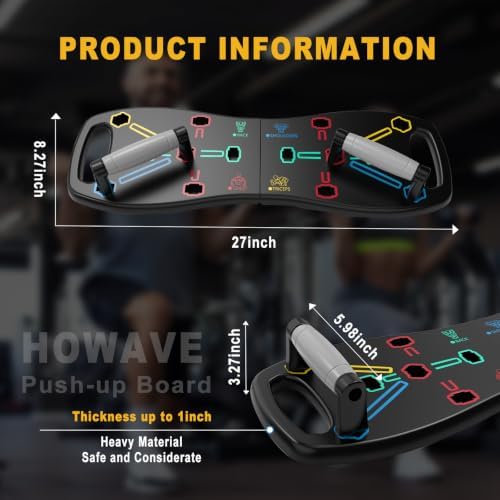 HOTWAVE Push Up Board, Portable Pushup Board for Men, Foldable Push Up Bar