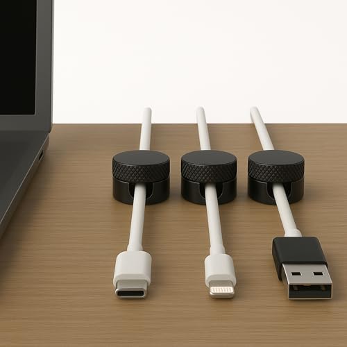 3PCS Premium Cord Holder for Nightstand, Computer Cord Organizer for Desk, Appliance Cord Organizers, Stick-On Cable Clip for Charger, Laptop, USB, Headphones, Wire Management Set, Black