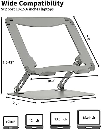 SOUNDANCE Laptop Stand, Heavy Metal Riser, 10-15.6", Light Grey