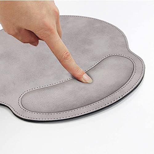 RICHEN Ergonomic PU Leather Mouse Pad with Wrist Support,Comfort Memory Foam,Waterproof Surface，Non- Slip Rubber Base for Computer Laptop & Mac,Lightweight Rest for Home,Office & Travel (Gray White)