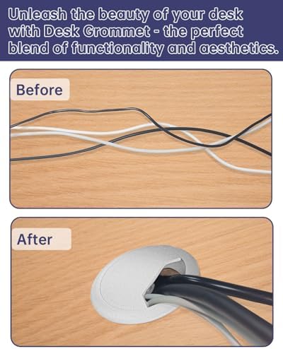 Desk Grommet 3-1/8 inch (80mm) 8 Pieces - White Desk Cable Grommet Desk Cable Hole Covers with Hole Saw for TV, Office, Wires Through Countertop and Home Table