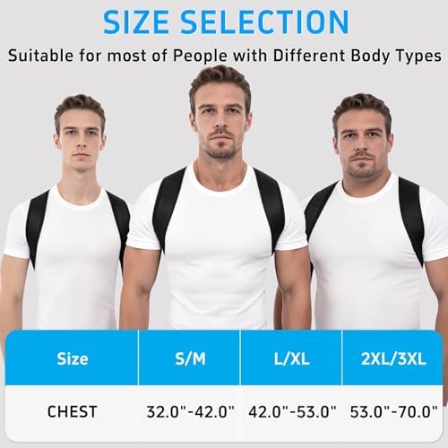 Back Brace Posture Corrector for Women Men Shoulder Support Straightener Pain Relief Upper Spine Hunchback Thoracic Device Plus Size Straps Correction Fixer Trainer Best Straight Black Large/X-Large