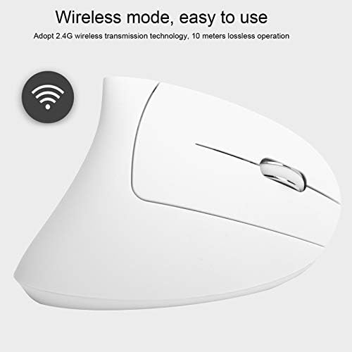 Hilitand Ergonomic Vertical Mouse, 2.4G Optical Game Mouse, RGB Backlight, Adjustable 4-Level 2400DPI, 6 for PC/Laptop Desktop(White)