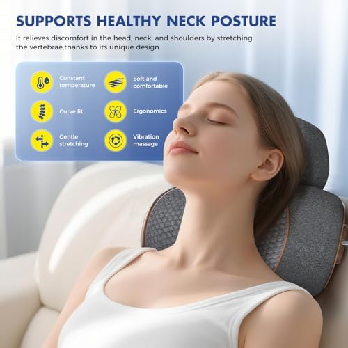 Plug-in Neck Massager Pillow with Heat & Cervical Traction