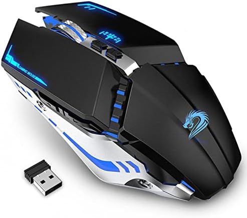 TENMOS T12 Wireless Gaming Mouse, Silent Rechargeable Computer Mice-Black