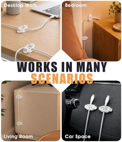 20Pcs Cable Management Clips, Adhesive Cord Organizer-Black+White
