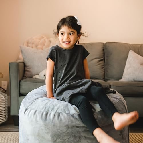 Big Joe Fuf 2.5Ft Foam Kids Bean Bag Chair, Ages 3+, Gray Plush