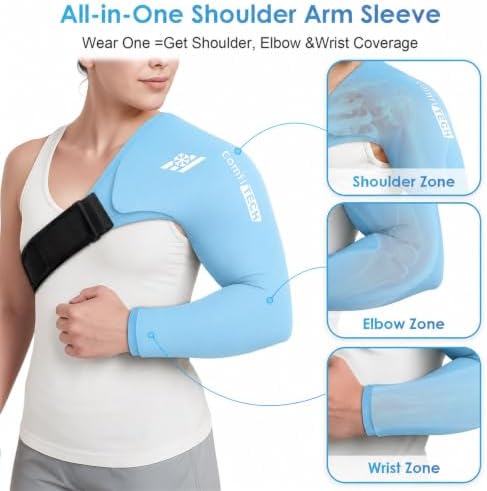 ComfiTECH Shoulder Arm Ice Pack Wrap for Pitcher & Recovery, Blue, M