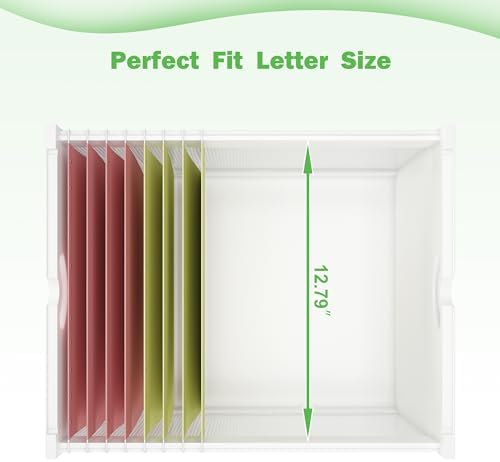 Bamboo Hanging File Box Organizer with Lids, File Folder, White, 2 Pack