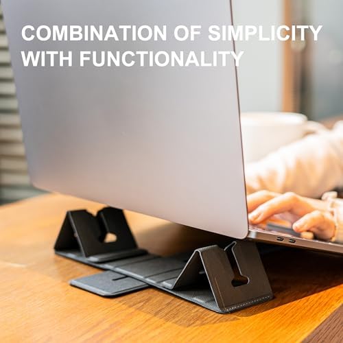Magnetic Adjustable Travel Laptop Stand for Digital Nomads and Business Travelers. Compact, Foldable, and Ideal for Desk Use. Elevate Your Work Experience with Our Laptop Riser on the Go (Dark Gray)