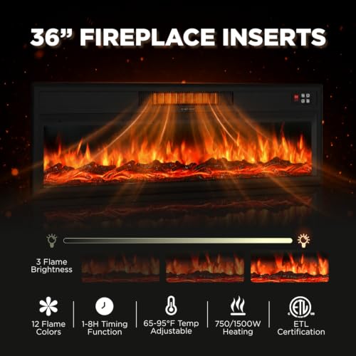 86" Wood Fireplace TV Stand, Black