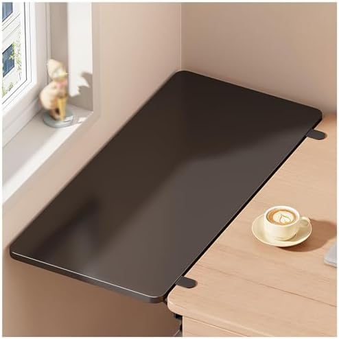 Foldable Wall Mounted Keyboard Tray Adjustable Desktop Shelf Black 60x25cm Space Saving Ergonomic Armrest Floating Desk for Home & Office