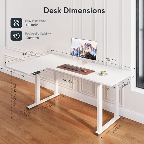 SANODESK L Shaped 4-Leg Large Electric Height Adjustable Standing Desk