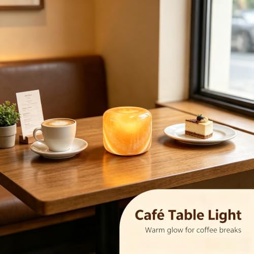 Natural Marble Lamp Cordless Touch Control Night Light Rechargeable Small Marble Table Lamp, Dimming Warm Glow Portable Marble Touch Lamp for Bedroom, Living Room, Decor Gift (Orange Jade)