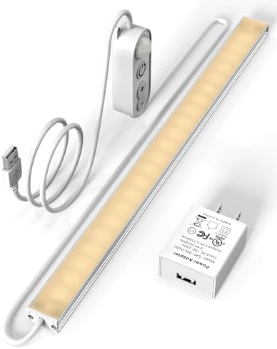 ASOKO Motion Sensor Dimmable Led Under Cabinet Light 12" Plug in Warm White